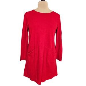 PureJill J. Jill Dress Womens Small Petite Cherry Red Pocket Tunic Swing Cotton